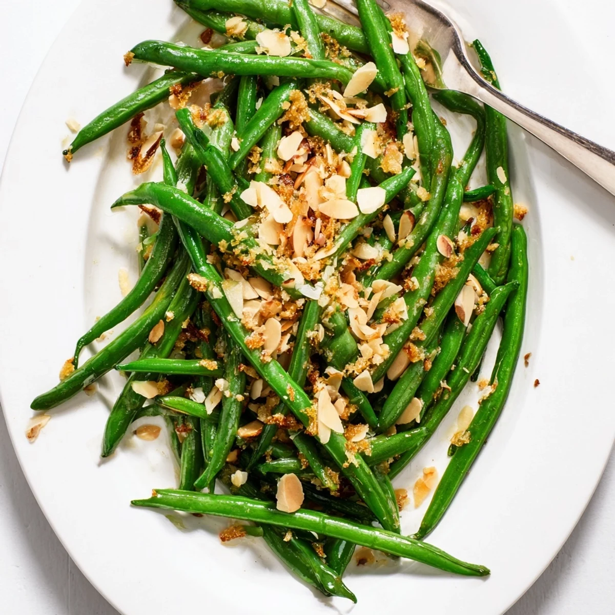 Serve this warm Lemon Garlic Green Beans with Almonds as a fresh, easy side for any American meal.
