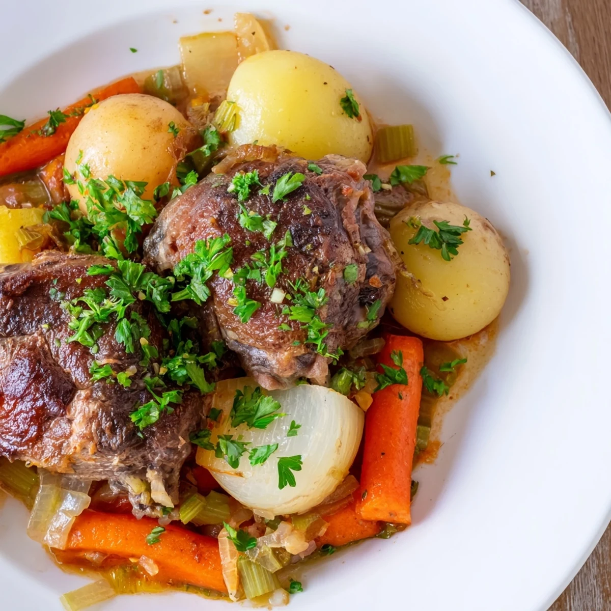 Steaming hot and comforting, this St. Patricks Day Irish Stew features vibrant carrots and potatoes in a hearty, traditional broth.