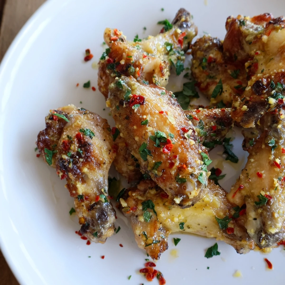Freshly tossed Crispy Baked Chicken Wings with Garlic Parmesan are served hot from the oven with celery sticks on the side.