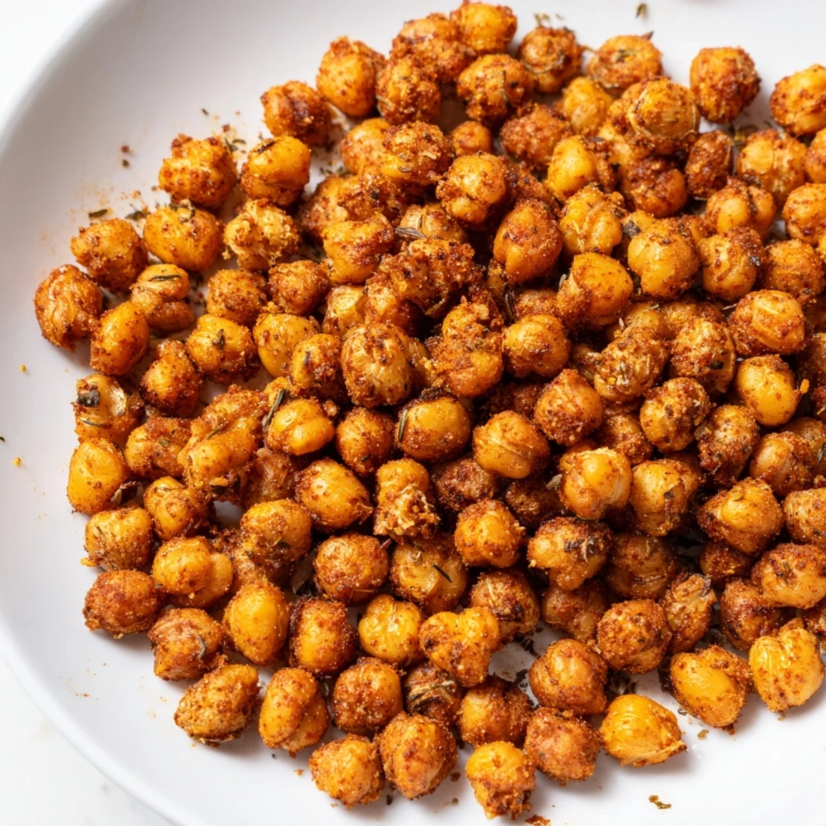 Freshly roasted Cajun Spiced Roasted Chickpeas rest on parchment, their crispy texture and smoky aroma inviting a healthy, vegan-friendly snack.