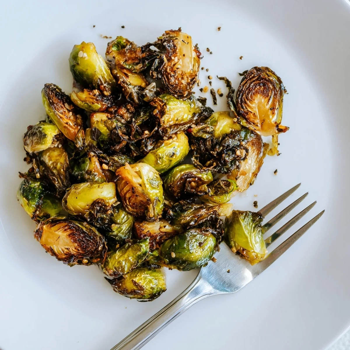 Savory and sweet honey-glazed roasted Brussels sprouts on a plate, ready to enjoy.