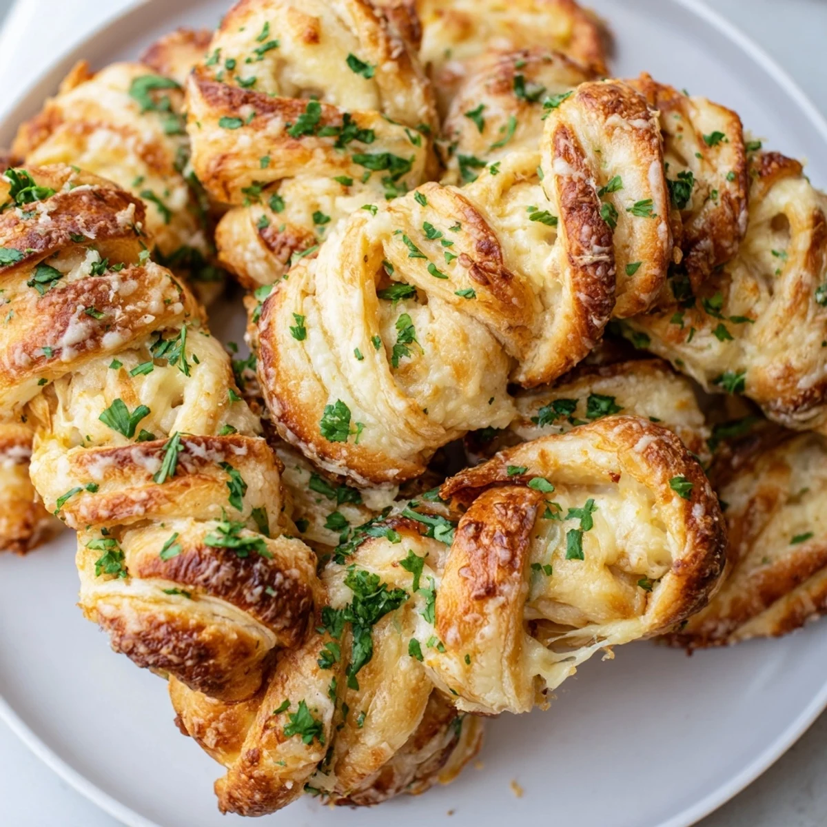 Crunchy Crispy Air Fryer Pizza Cheese Bread Twists served warm with a side of marinara dip.  