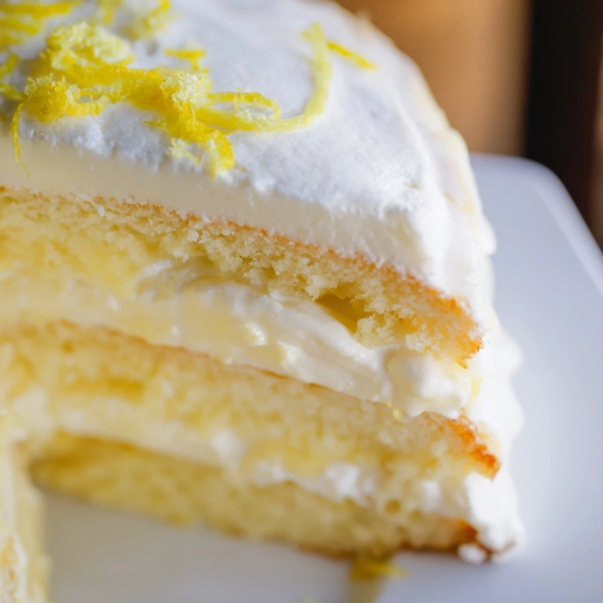 Freshly baked Limoncello Mascarpone Cake layers showcase a moist sponge soaked in zesty syrup and creamy filling.