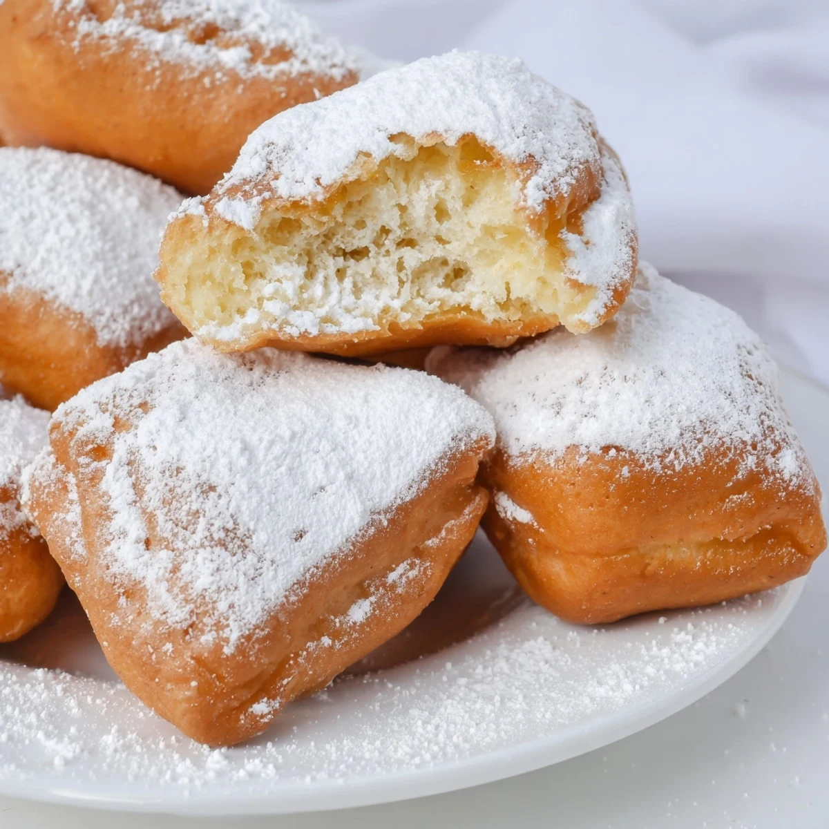 Freshly fried Vanilla French Beignets, pillowy and sweet, perfect with coffee for breakfast.