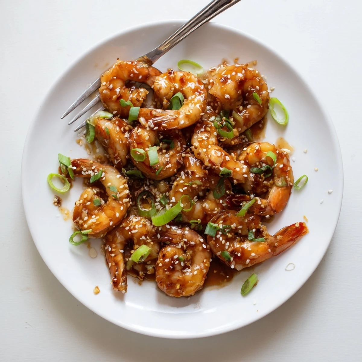 Sizzling High Protein Honey Garlic Shrimp in a sweet-savory sauce served over fluffy quinoa.