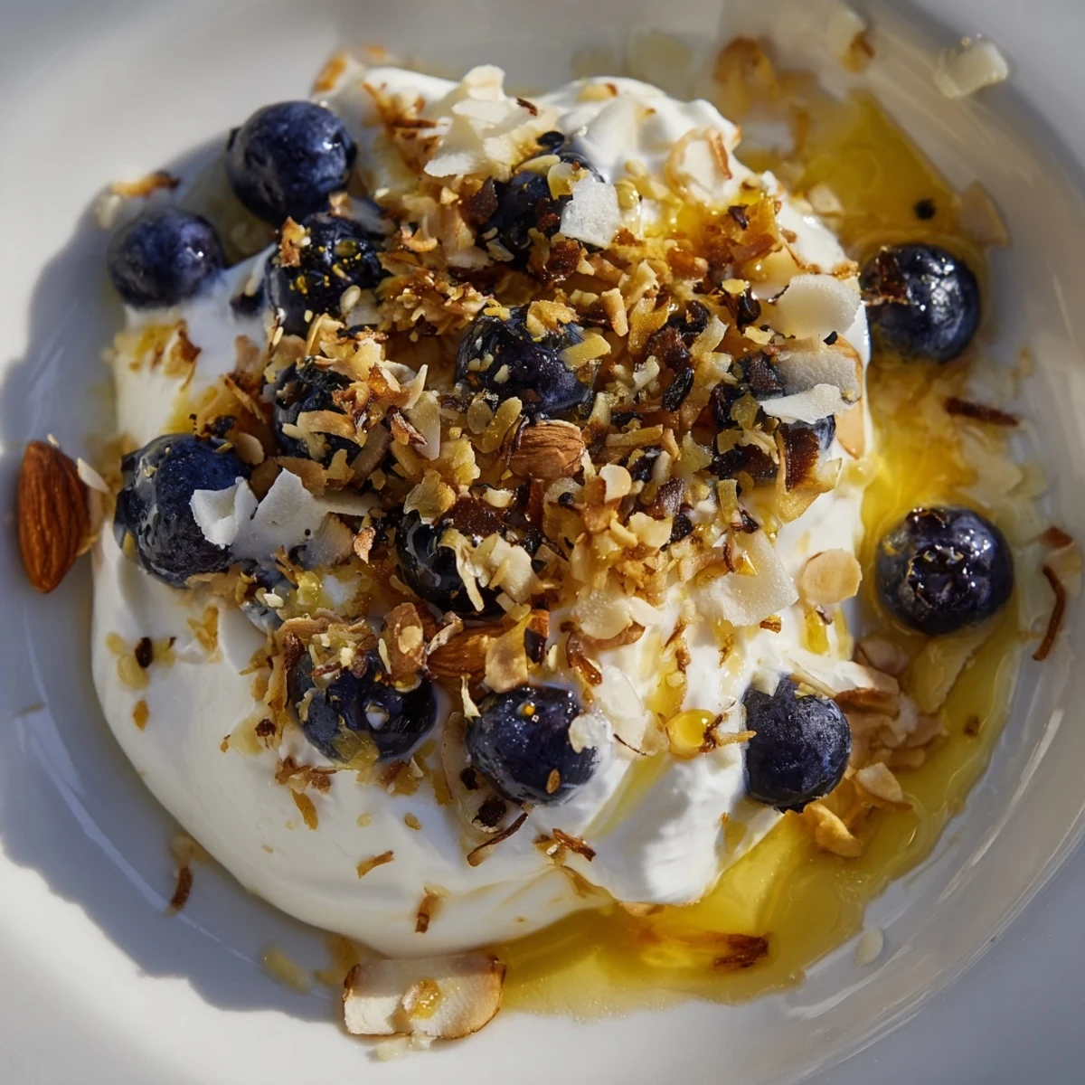 Fresh blueberry Greek yogurt bites arranged on a baking sheet topped with sweet blueberries