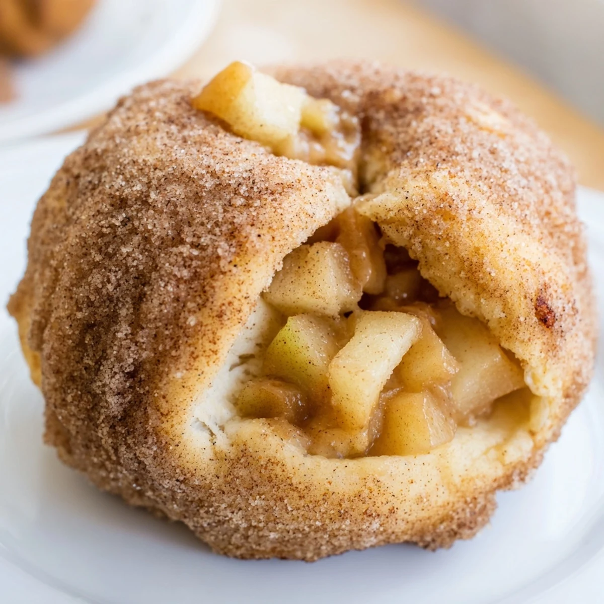 Warm apple pie bombs coated in cinnamon sugar with tender spiced apple filling