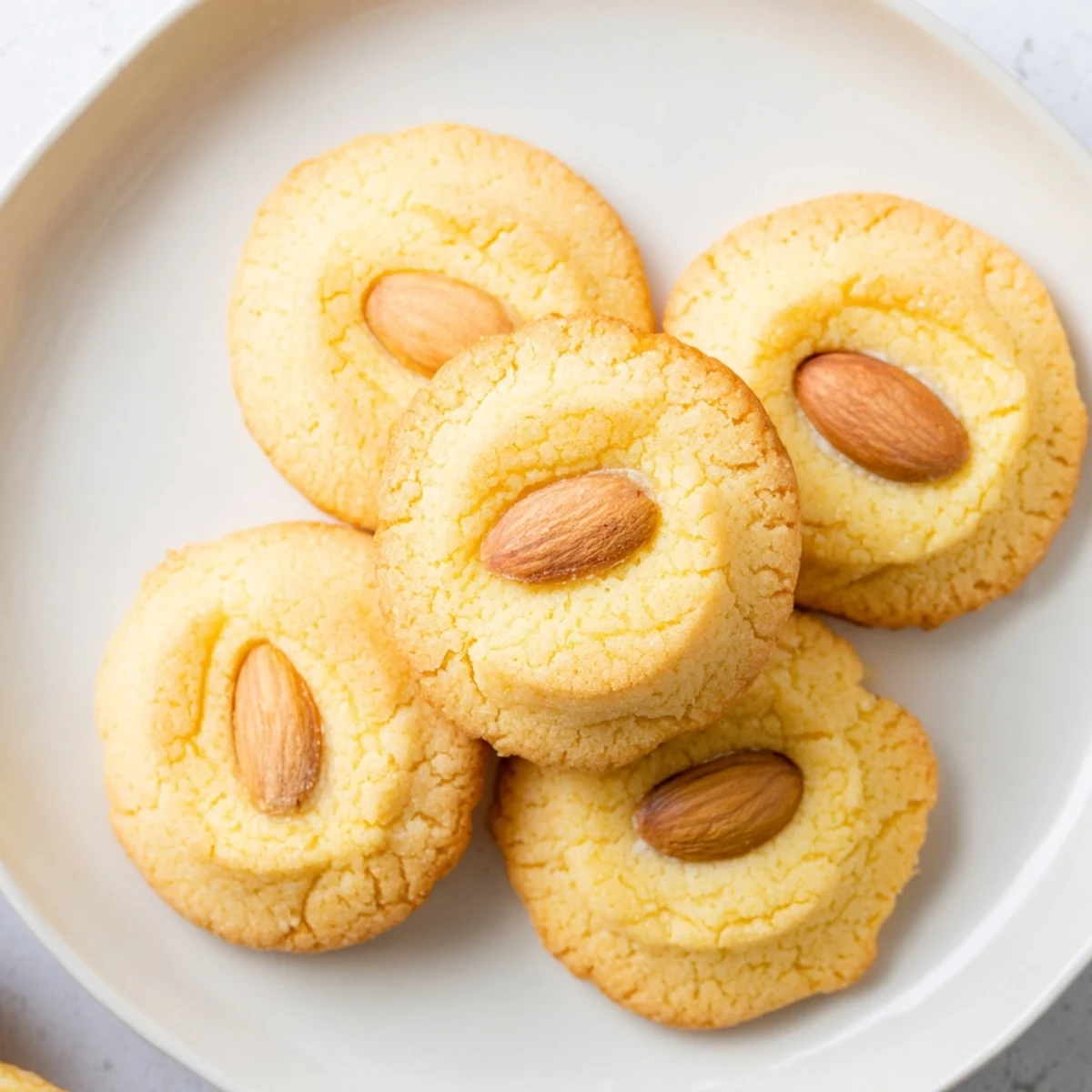 Traditional Chinese almond cookies with crumbly texture and subtle nutty sweetness close up