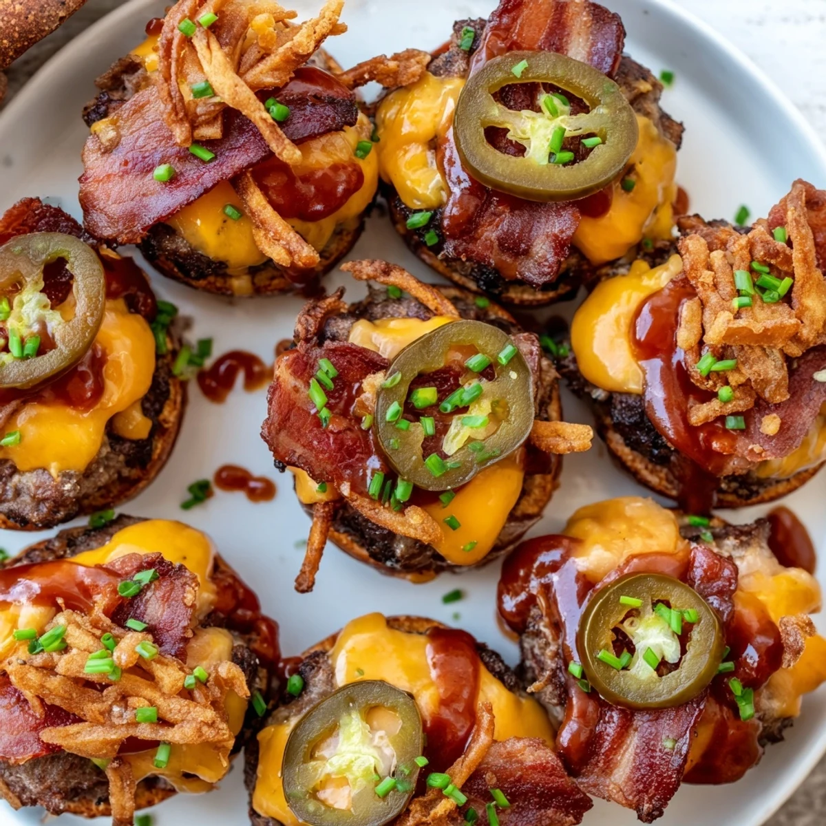 Juicy Pretzel Cowboy Sliders with melted cheddar, crispy bacon, and tangy barbecue sauce on soft pretzel buns
