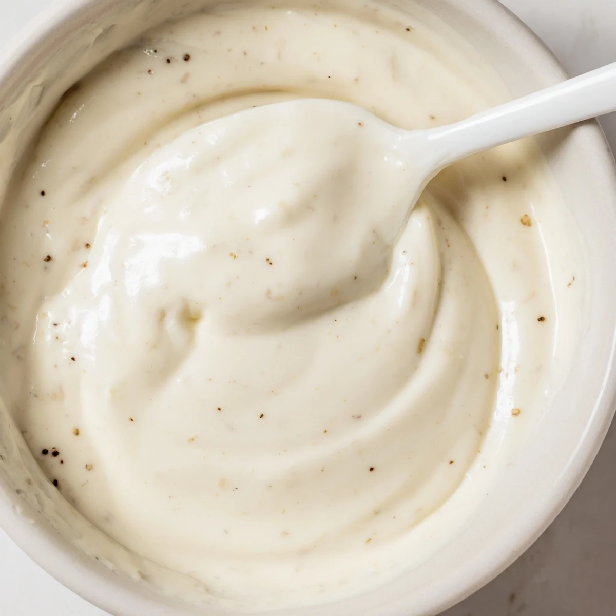 Smooth tangy garlic dipping sauce served alongside crispy chicken shawarma platter