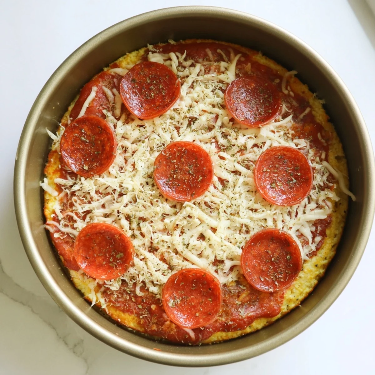 Delicious American-style pan pizza featuring chewy interior and perfectly melted cheesy topping