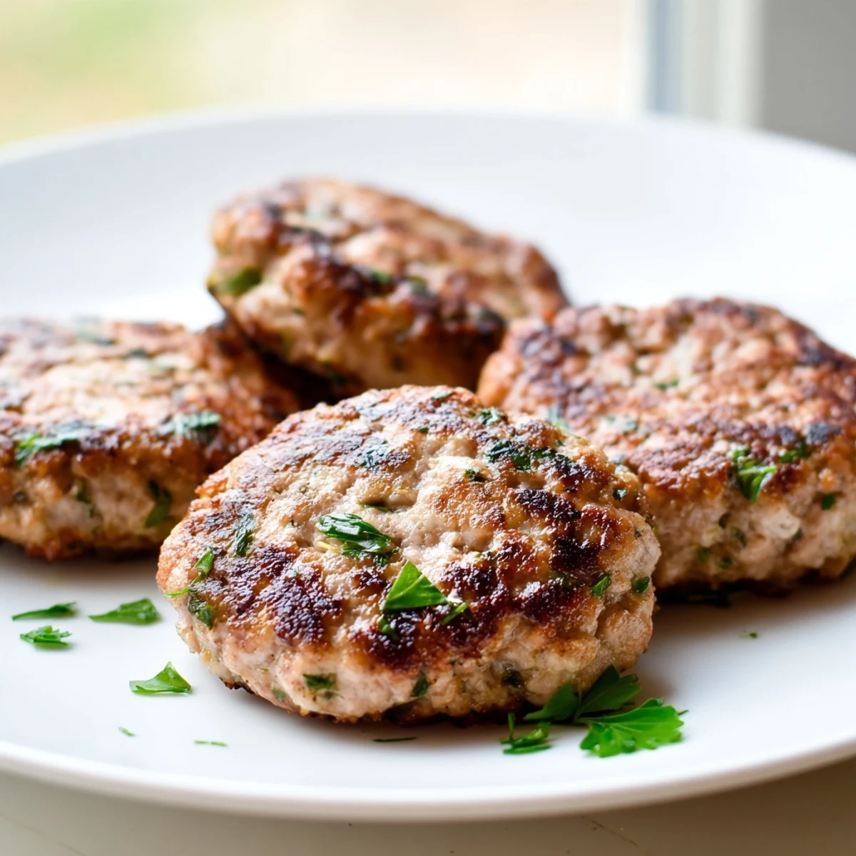 Seasoned ground turkey sausage formed into juicy breakfast patties with fragrant sage and herbs