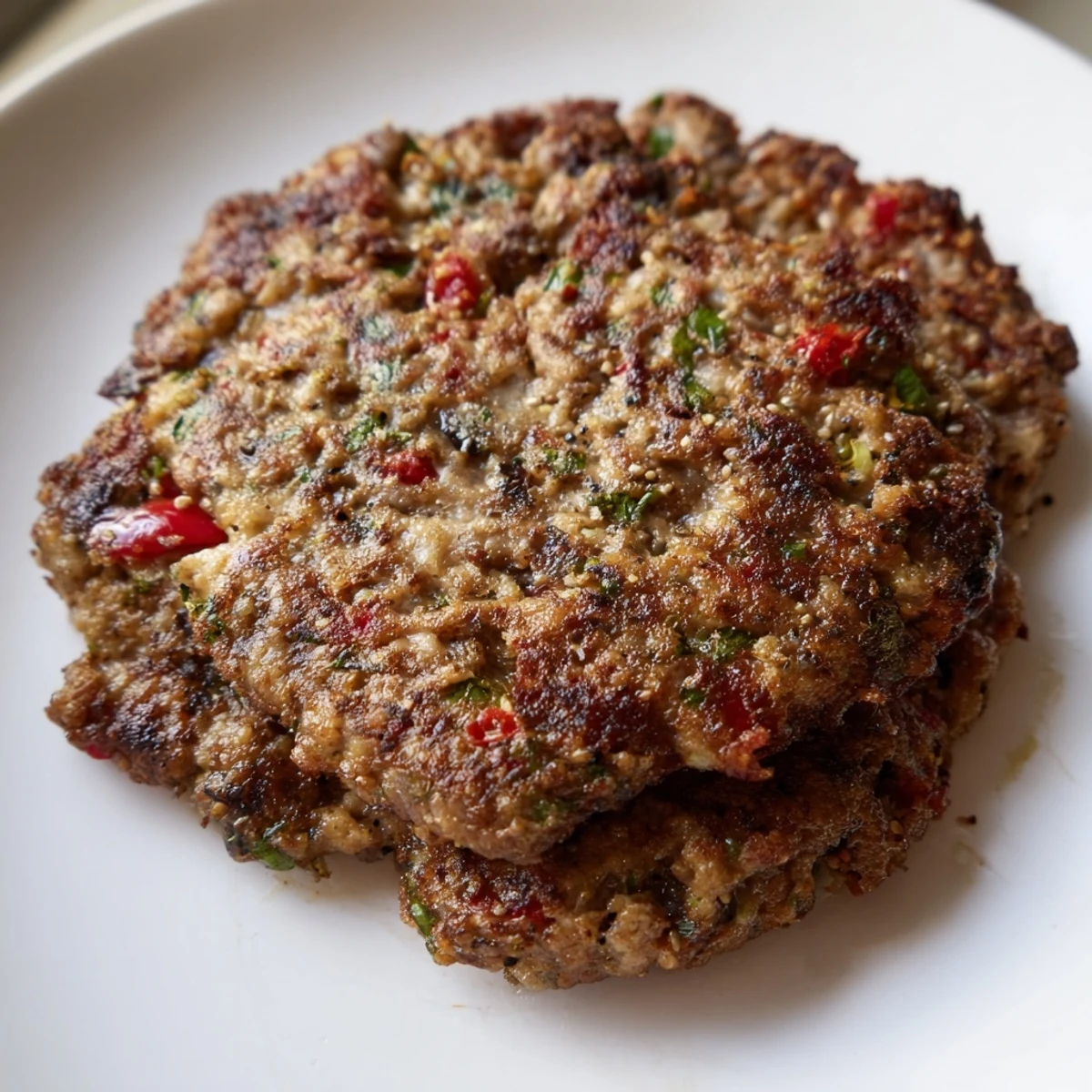 Perfectly browned Pakistani Chapli Kabab served on naan with cool mint raita