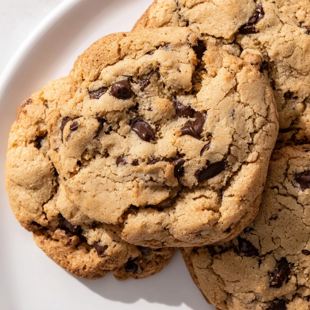 Soft chewy nut free chocolate chip cookies with crispy edges fresh from the oven