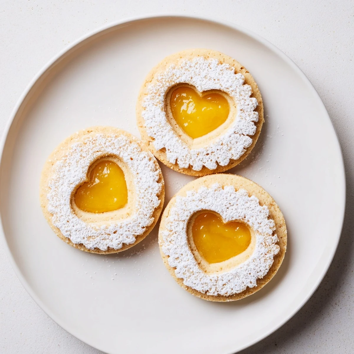 Buttery almond Meyer Lemon Curd Linzer Cookies sandwiched with tangy citrus curd on rustic wooden surface