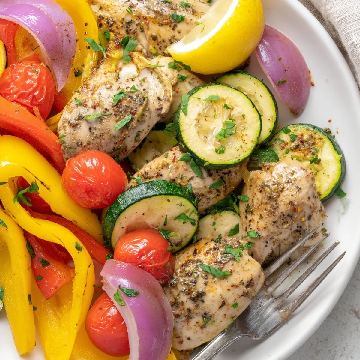 Golden chicken foil packets recipe with tender roasted vegetables and fresh parsley