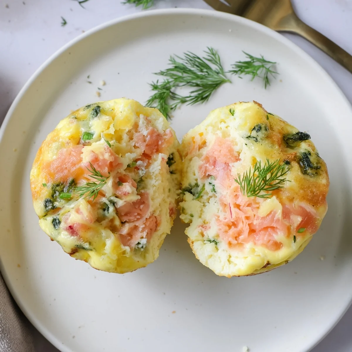 Buttery golden bites on a platter, dill and lemon beside Smoked Salmon Egg Muffins.
