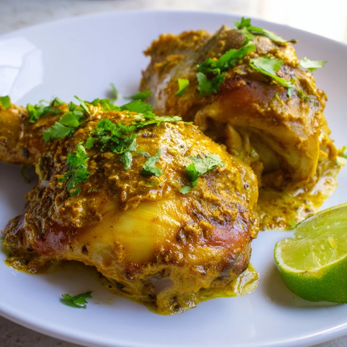 Golden roasted Ina Garten Indonesian Chicken with crispy skin and fragrant coconut-spice marinade