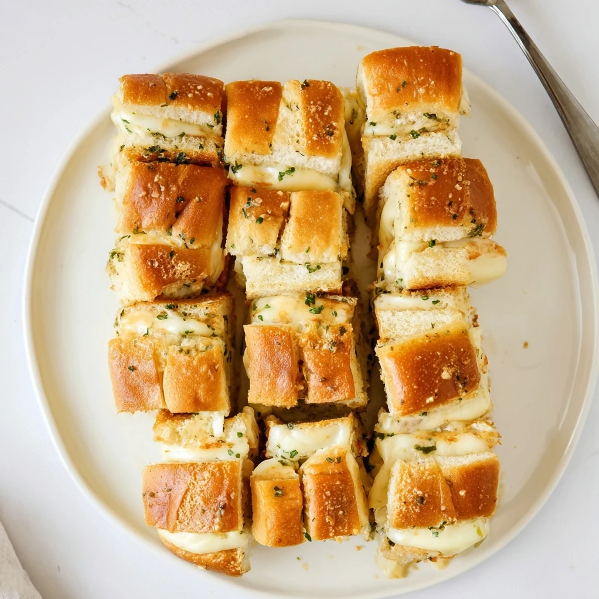 Tray of Mini Grilled Cheese Hawaiian Rolls served warm beside steaming tomato soup