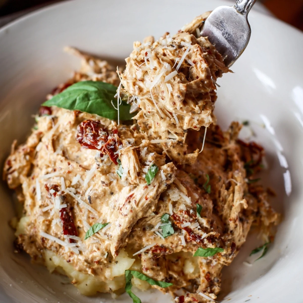 Weeknight Dump And Go Crockpot Marry Me Chicken over mashed potatoes