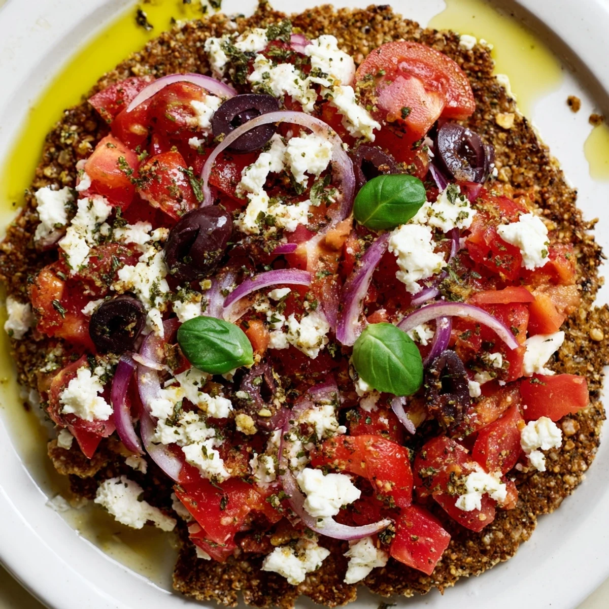 Crispy Cretan feta rusks topped with juicy tomatoes and herbaceous oregano
