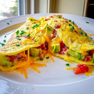 Creamy Avocado Cheesy Omelette