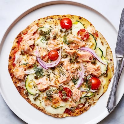 Salmon Tortilla Pizza